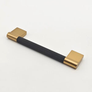 Black and brushed gold knurled cabinet pull handle