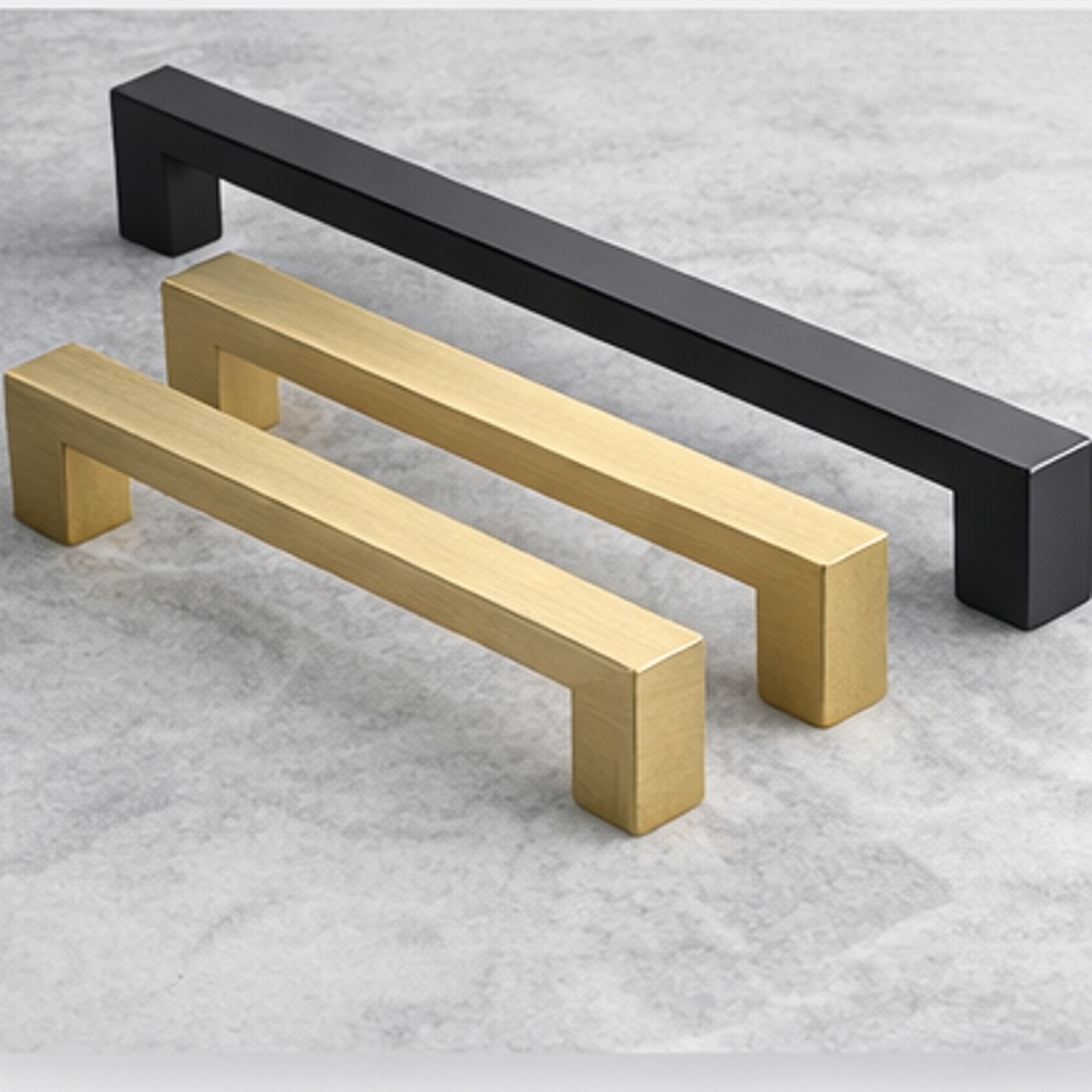 Modern zinc alloy cabinet handles in black and gold finish
