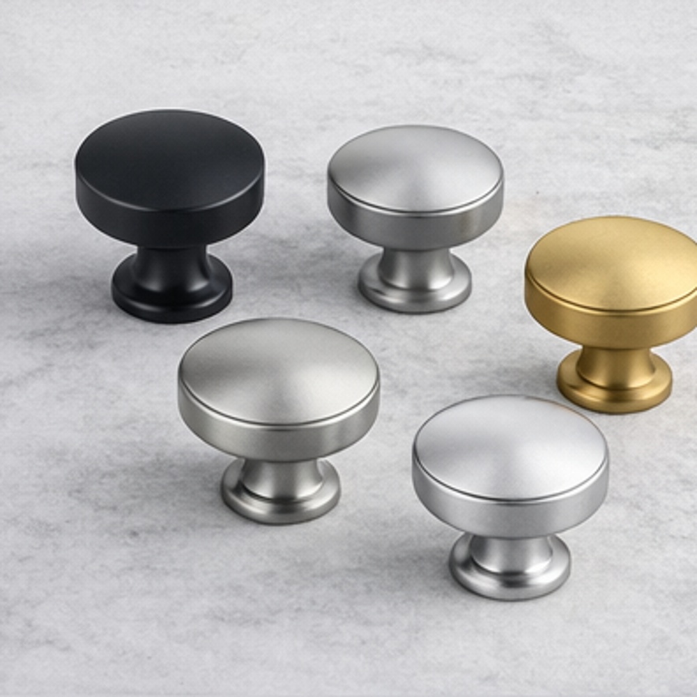 Modern cabinet knobs in black, silver and gold finish for furniture