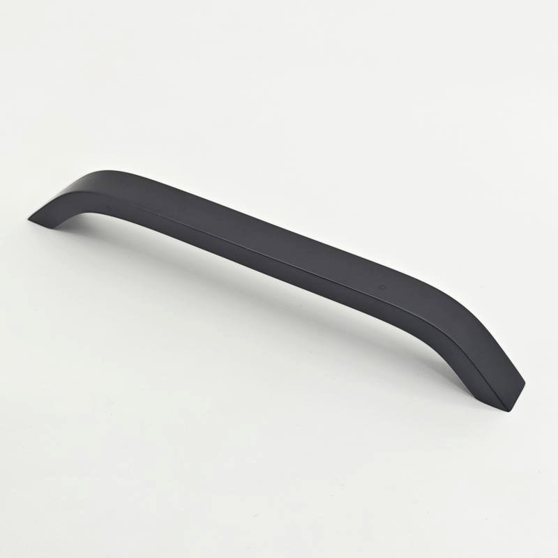 Black curved cabinet handle for drawers, cabinets, wardrobes, and furniture