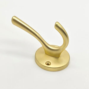 Brushed gold wall hook for coats, bags, towels, and furniture applications