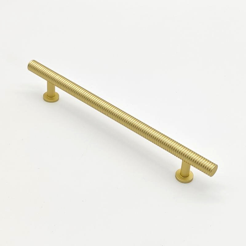 Ribbed gold cabinet handle for drawers, cabinets, wardrobes, and furniture