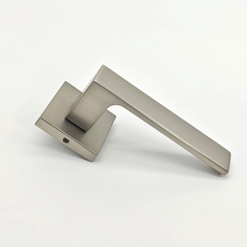 Zinc alloy door handle with square rose for interior doors and furniture hardware