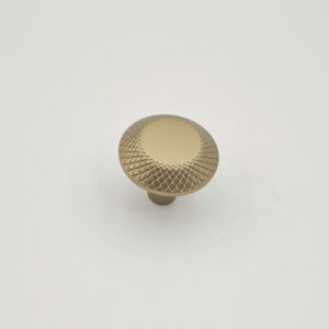 Brushed brass knurled round cabinet knob for kitchen cabinets and furniture