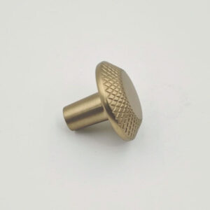 Side Look Brushed brass knurled round cabinet knob for kitchen cabinets and furniture