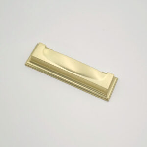 Modern square recessed cabinet handle in brushed brass finish for kitchen cabinets, drawers, wardrobes, and furniture