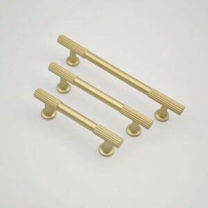 Brushed brass knurled cabinet handle for kitchen cabinets, drawers, and furniture