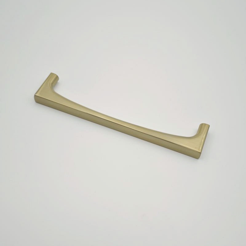 Brushed brass square cabinet handle for kitchen cabinets, drawers, wardrobes, and furniture side look