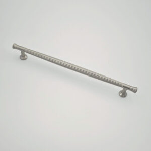 Brushed nickel fluted round bar cabinet handle for kitchen cabinets, drawers, and furniture