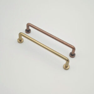 Modern round bar cabinet handle in brushed brass finish